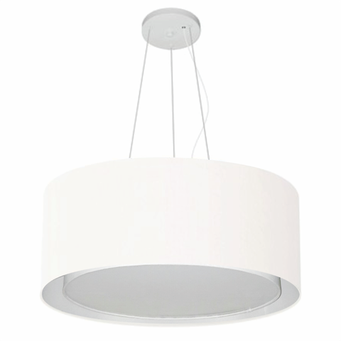 Lustre Pendente Cilíndrico Duplo Vivare Md-4124 Cúpula em Tecido 50x25cm - Bivolt - Branco - Bivolt