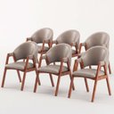 Ver imagem 1 de Kit 6 Cadeiras Sala Jantar Madeira Maciça Assento Estofado Cadeira Moderna Tecido Corino Cinza