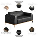 Ver imagem 3 de Sofá 210cm 3 Lugares Base Gold Molino D06 PU B-159 Preto - Mpozenato