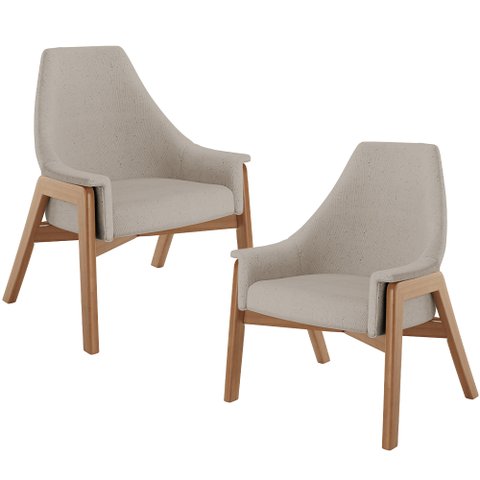 Kit 02 Poltronas Decorativa para Sala de Estar Sakura L02 Linho Bege - Lyam Decor