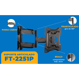 Suporte Articulado para Tv Led / Oled / Qled 23" até 50" com Peso até 35kg Ft-2251p - Fixatek - 4