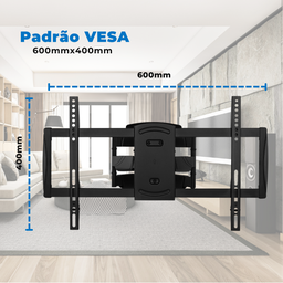 Suporte Articulado para Tv Led / Oled / Qled 37" até 70" com Peso até 45kg Ft-6448p - Fixatek - 8