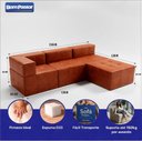 Ver imagem 2 de Sofá Modular Euro com Puff Bom Pastor Terra Cota Veludo PU