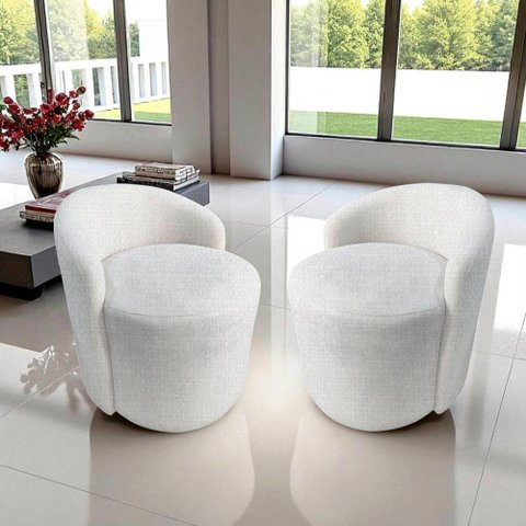 Kit 2 Poltronas Decorativa Yara Orgânica Linho Bege