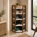 Ver imagem 2 de Estante de Canto Multiuso Closet Aberto Nogal/Branco - Tecno Mobili