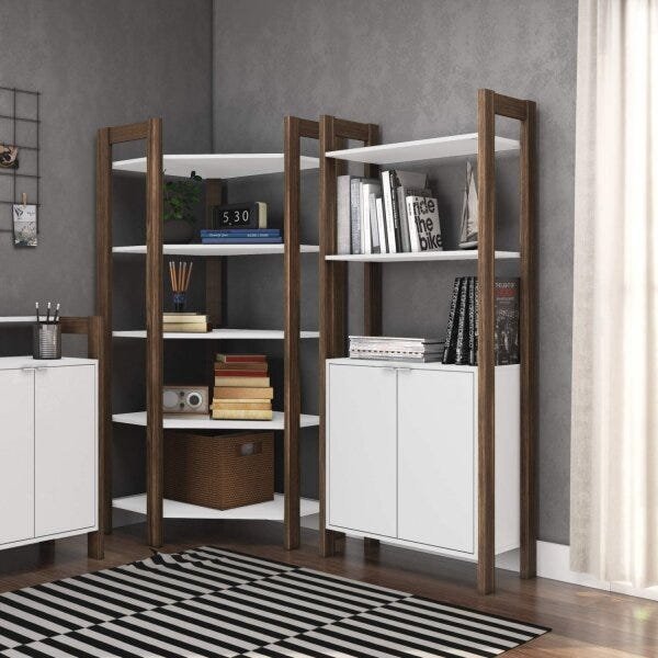 Closet Modulado Aberto 70,5x70,5cm com 5 Prateleiras Az1020 Tecno Mobili - Nogal/branco - 2