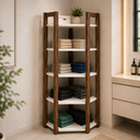 Ver imagem 1 de Estante de Canto Multiuso Closet Aberto Nogal/Branco - Tecno Mobili