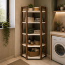 Ver imagem 3 de Estante de Canto Multiuso Closet Aberto Nogal/Branco - Tecno Mobili