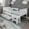 Cama Infantil com 2 Baus Organizador e Escada Mdf Luna Plus Branco - 4