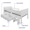 Ver imagem 5 de Cama Infantil com 2 Baus Organizador e Escada Mdf Luna Plus Branco