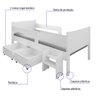 Cama Infantil com 2 Baus Organizador e Escada Mdf Luna Plus Branco - 5