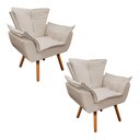 Ver imagem 1 de Kit 02 Poltronas Opala Corino Pés Palito Castanho Bege