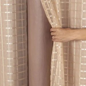 Cortina Blackout PVC com Tecido Voil xadrez 2,80M x 2,30M