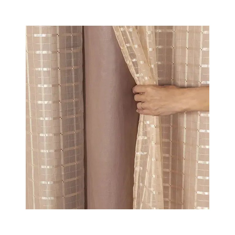 Cortina Blackout PVC com Tecido Voil xadrez 2,80M x 2,30M