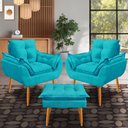 Ver imagem 1 de Kit 2 Poltrona Opala Puff Descanso para Os Pés:azul Turquesa