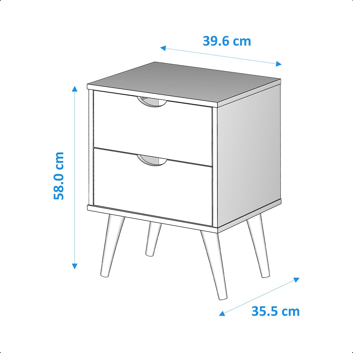 Mesa de Cabeceira Retro Criado 2 Gavetas Madri Estilo:off White/canela - 4