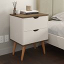 Ver imagem 2 de Mesa de Cabeceira Retro Criado 2 Gavetas Madri Estilo:off White/canela