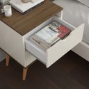 Ver imagem 3 de Mesa de Cabeceira Retro Criado 2 Gavetas Madri Estilo:off White/canela