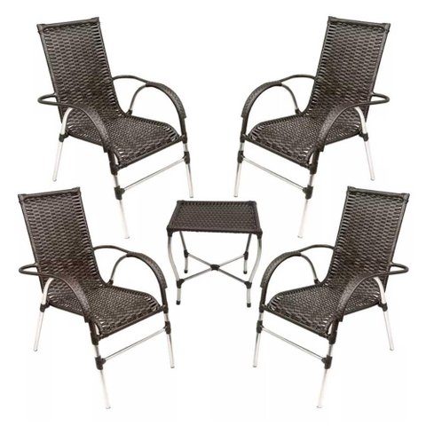 Kit 4 Cadeiras Vênus e Mesa de Centro Garden