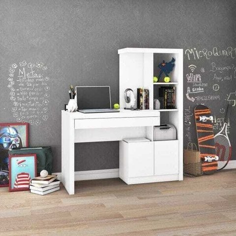 Escrivaninha Notebook com Estante 2portas 1gav Me4143 Tecno Mobili - Branco