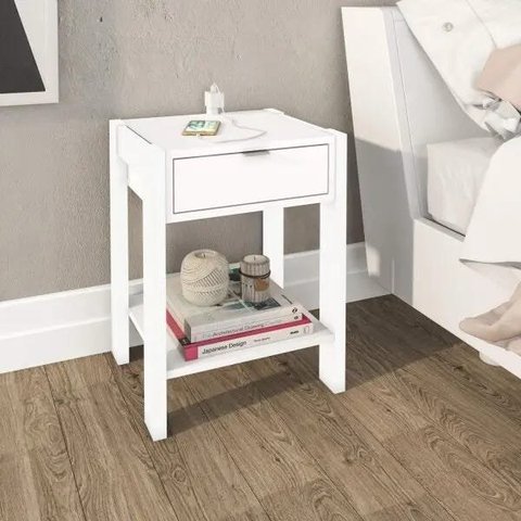 Mesa de Cabeceira 41cm com Tomada para Celular Az1016 Tecno Mobili - Branco