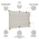 Ver imagem 3 de Cabeceira Casal Cama Box 140cm Malva I02 Veludo Bege - Mpozenato