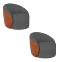 Ver imagem 2 de Poltrona Sala Orgânica Kit 2 Lua Giratória Sintético Pu Nozes/bouclê D03 - D’Rossi