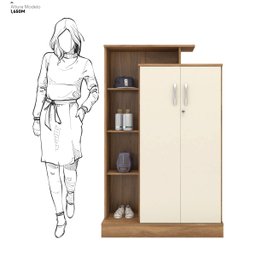 Armario Multiuso Porta Livros 2p Elite C/ Chave - Nanda Decor:amendola/off White - 9