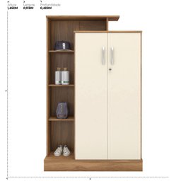 Armario Multiuso Porta Livros 2p Elite C/ Chave - Nanda Decor:amendola/off White - 2