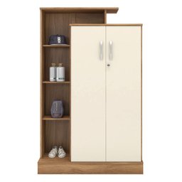 Armario Multiuso Porta Livros 2p Elite C/ Chave - Nanda Decor:amendola/off White - 5