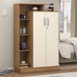 Armario Multiuso Porta Livros 2p Elite C/ Chave - Nanda Decor:amendola/off White - 1