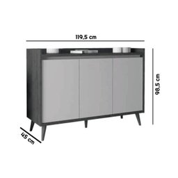 Buffet Aparador Retrô Delux 3 Portas Malbec - 6
