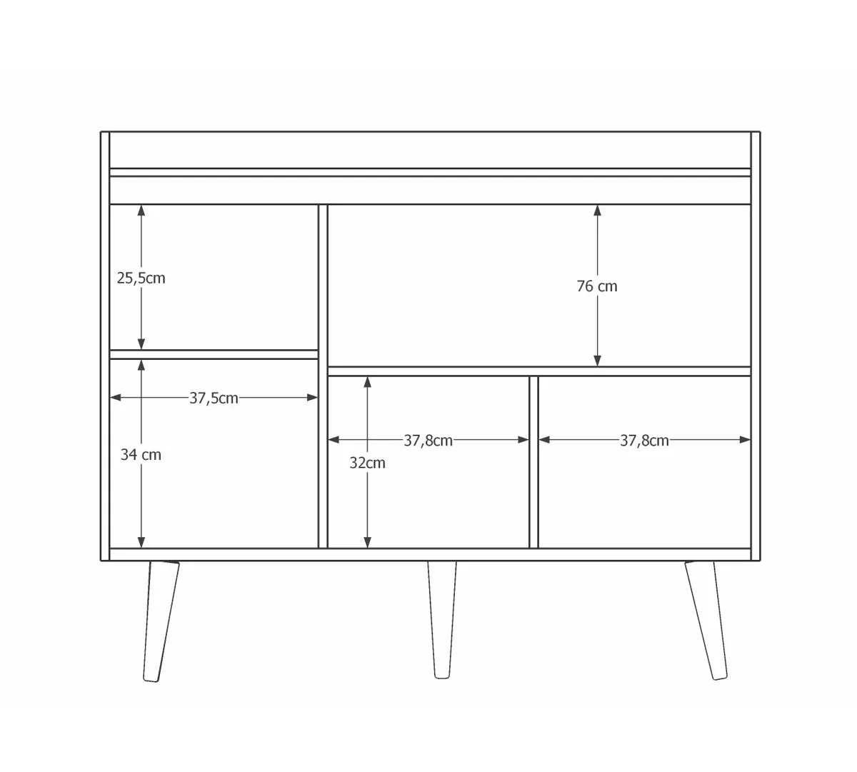 Balcão Buffet Retrô Delta 3 Portas Preto - 5