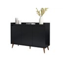 Ver imagem 1 de Buffet Aparador Retrô 3 Portas Pés Palito MDP Preto Delux