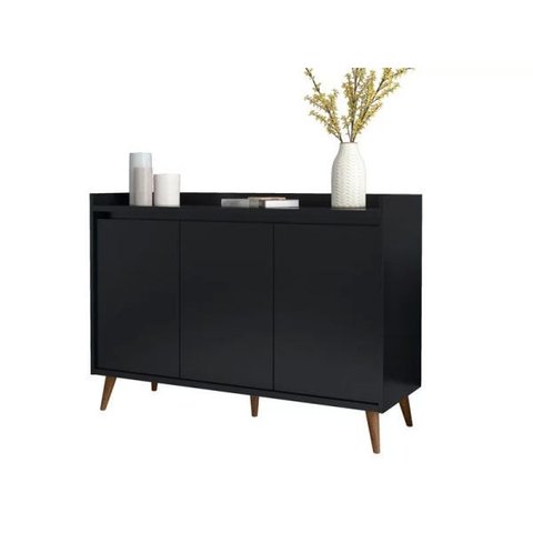 Buffet Aparador Retrô Delux 3 Portas Preto