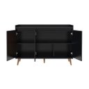 Ver imagem 5 de Buffet Aparador Retrô 3 Portas Pés Palito MDP Preto Delux