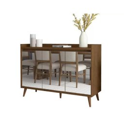 Buffet Aparador Retrô com Espelho Delux 3 Portas Malbec - 1