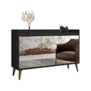 Ver imagem 2 de Buffet Aparador Retrô com Espelho Clássico 3 Portas Preto