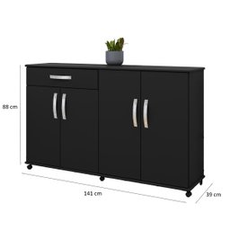 Balcão Campinas 04 Portas Arte Móveis:preto - 3