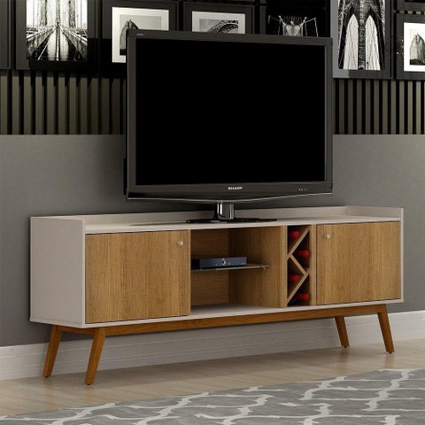 Rack para Tv até 60 Polegadas 2 Porta Rio de Janeiro Valdemóveis Off White/cinamomo