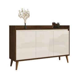 Buffet Aparador Retrô Clássico 3 Portas Malbec com Off-White - 2 Buffet Aparador Retrô Clássico 3 Portas Malbec com Off-White - 2