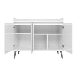 Balcão Buffet Retrô Delta 3 Portas Freijó com Off-White - 6