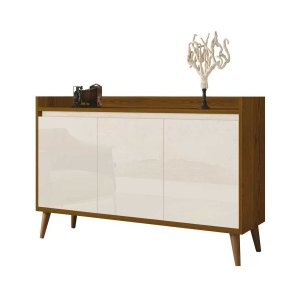 Buffet Aparador Retrô Delux 3 Portas Freijó com Off-White