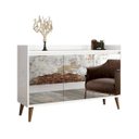 Ver imagem 1 de Balcão Buffet Retrô com Espelho Delta 3 Portas Branco Gloss