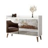 Buffet Aparador Retrô com Espelho Delux 3 Portas Branco Gloss - 1