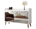 Ver imagem 1 de Buffet Aparador Retrô com Espelho Delux 3 Portas Branco Gloss