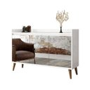 Ver imagem 1 de Buffet Aparador Retrô com Espelho Delux 3 Portas Branco Gloss