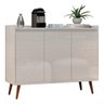 Balcão Buffet Retrô Delta 3 Portas Branco Gloss - 1