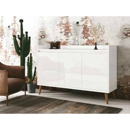 Buffet Aparador Retrô Delux 3 Portas Branco Gloss - 2