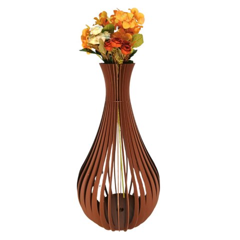 Vaso de Chão Decorativo Grande Gotas de Orvalho Mdf:marrom/60x30cm